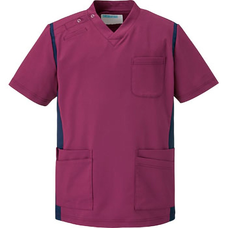 971-45 スクラブ(男女兼用) 971 KAZEN ワイン×ネイビー色 サイズM