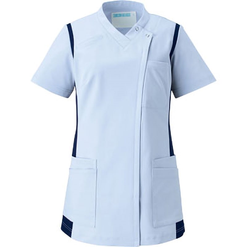 972-41 レディススクラブ(前開き) 972 KAZEN サックス×ネイビー色