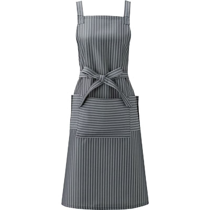 APK494-C/S5 胸当てエプロン 前結び KAZEN ブラックストライプ色