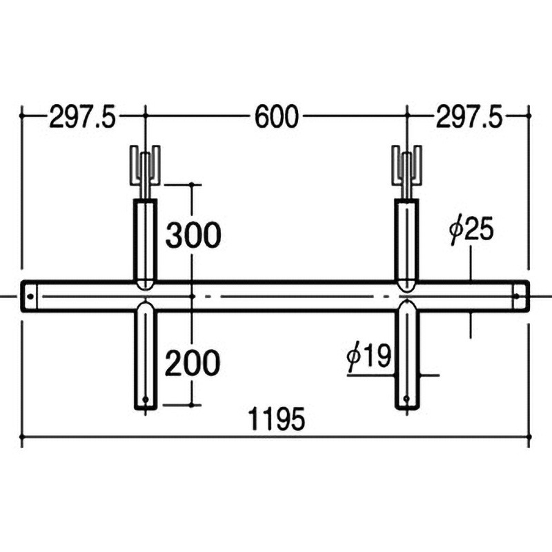 AX-19S-3020 クロスストレートバー19Φ ROYAL(ロイヤル)[建築金物] 寸法1195mm  AX-19S-3020