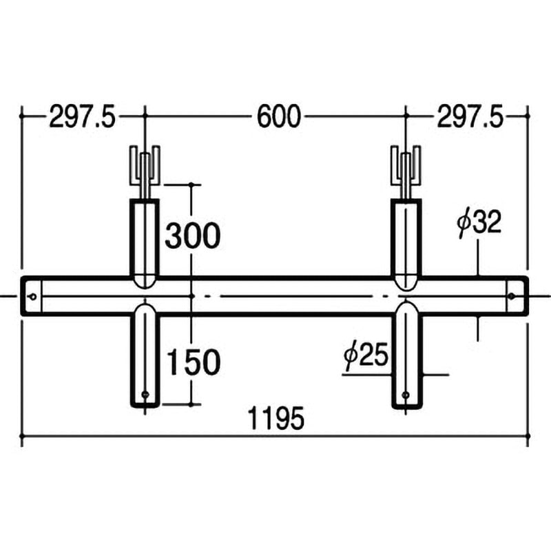 AX-25S-3015 クロスストレートバー25Φ ROYAL(ロイヤル)[建築金物] 寸法1195mm  AX-25S-3015