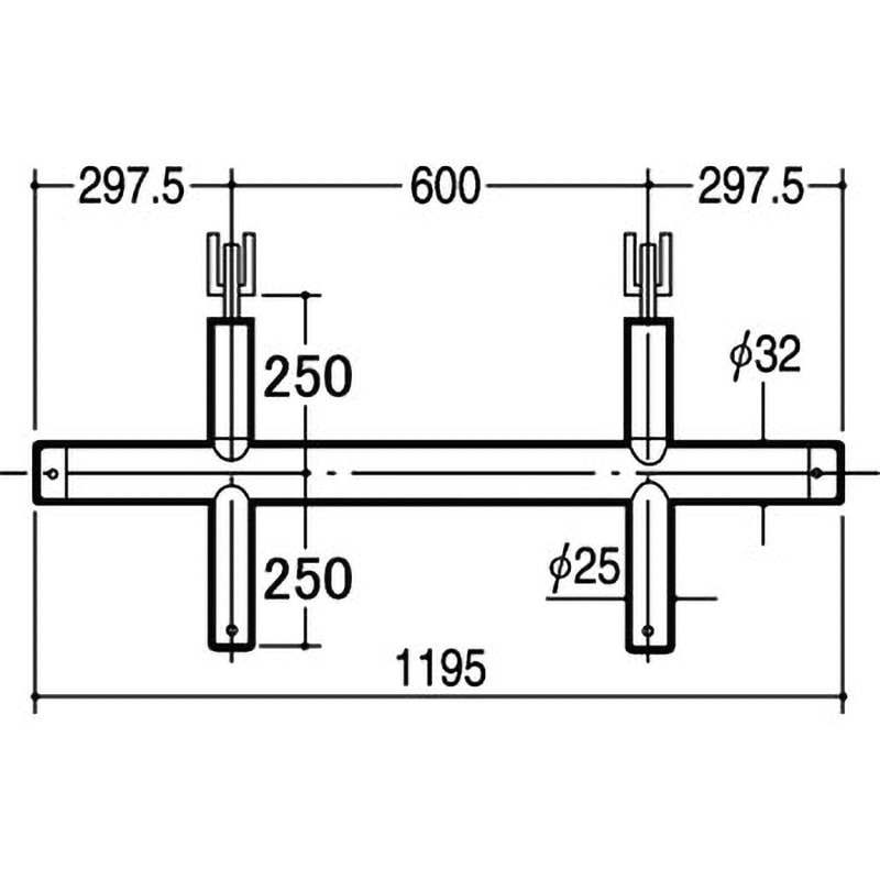 AX-25S-2525 クロスストレートバー25Φ ROYAL(ロイヤル)[建築金物] 寸法1195mm  AX-25S-2525