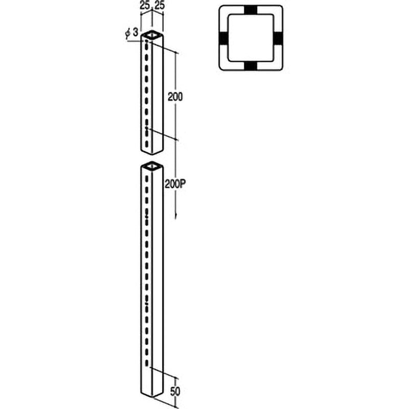 S4B-25/25 スクエアースリットB スリットパイプ ROYAL(ロイヤル)[建築金物] サイズ2750mm
