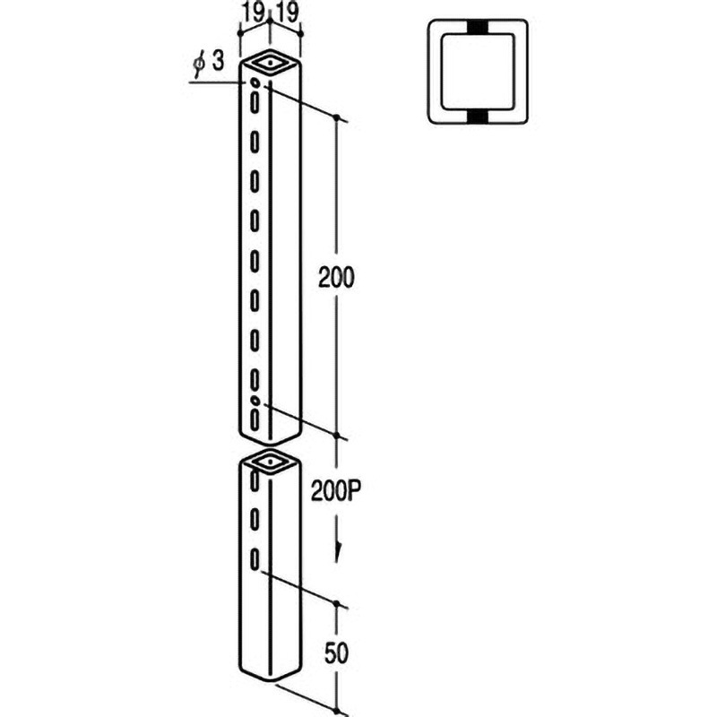 SUS-S2B-1919 ステンレススクエアースリット19/19 ROYAL(ロイヤル)[建築金物] 長さ1350mm  SUS-S2B-1919 7,998円