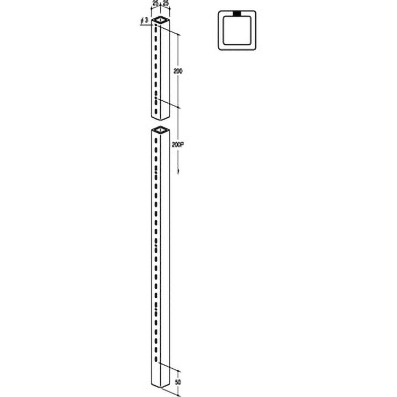 SUS-S1B-2525 ステンレススクエアースリット25/25 ROYAL(ロイヤル)[建築金物] 長さ2750mm  SUS-S1B-2525