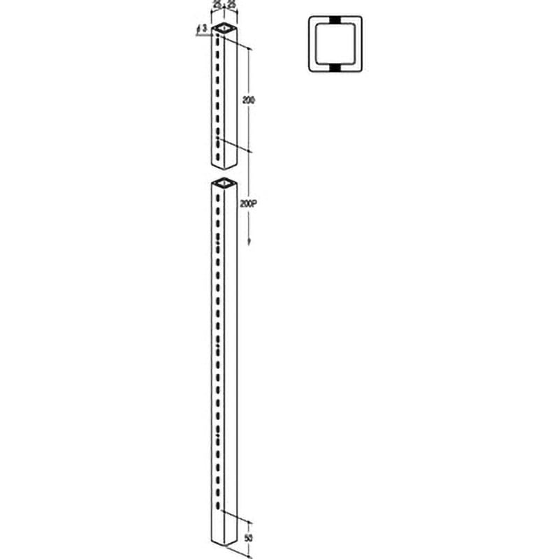 SUS-S2B-2525 ステンレススクエアースリット25/25 ROYAL(ロイヤル)[建築金物] 長さ1350mm  SUS-S2B-2525