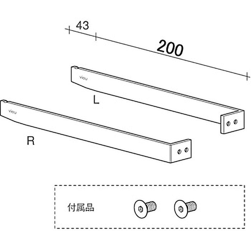 DE-H522R/L ハングロッド5/22 左右セット ROYAL(ロイヤル)[建築金物] 寸法200mm