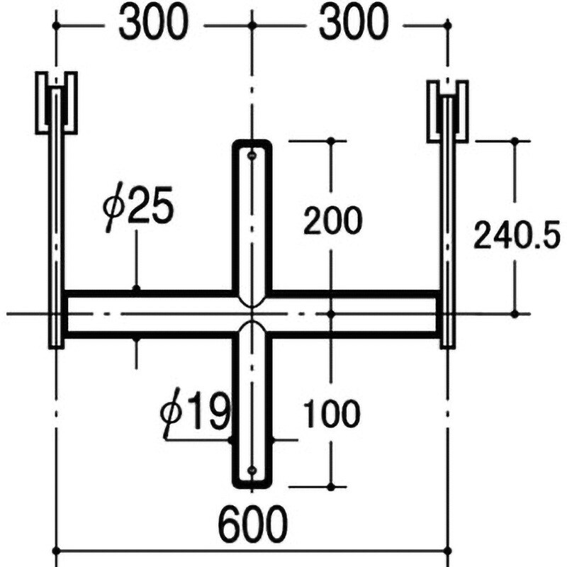 BXS-19S-2010 ブラケットクロスバーシングル19Φ 1本 ROYAL(ロイヤル