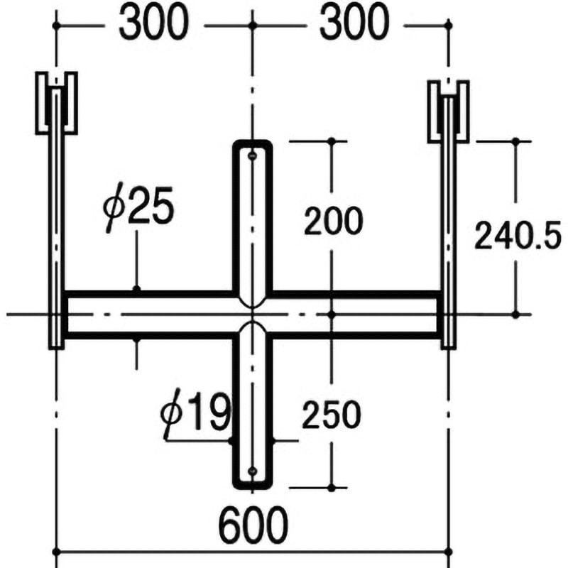 BXS-19S-2025 ブラケットクロスバーシングル19Φ ROYAL(ロイヤル)[建築金物] 寸法600mm  BXS-19S-2025 7,898円