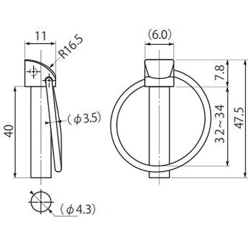 11-741 リンチピン(三価めっき) OHSATO(大里) 1袋(5個) 11-741