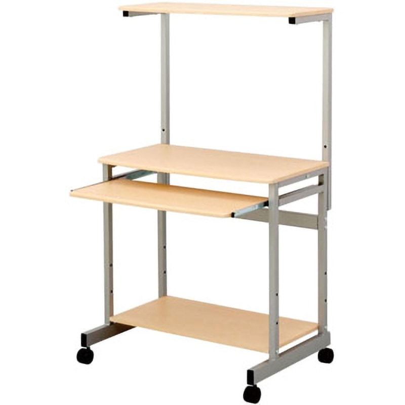 PRS-601NM ワイドパソコンラック ナカバヤシ キャスターあり ナチュラル木目色 間口750mm奥行500mm高さ1195・1295mm  PRS-601NM