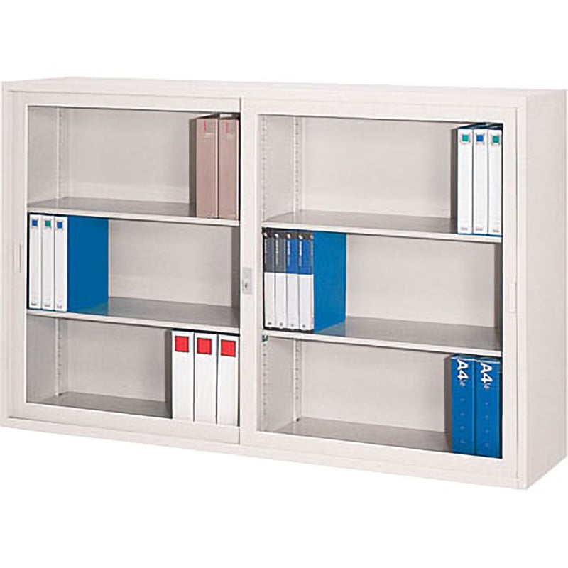 J-8W11NG A4対応ガラス引戸保管庫 アイリスチトセ ライトグレー色