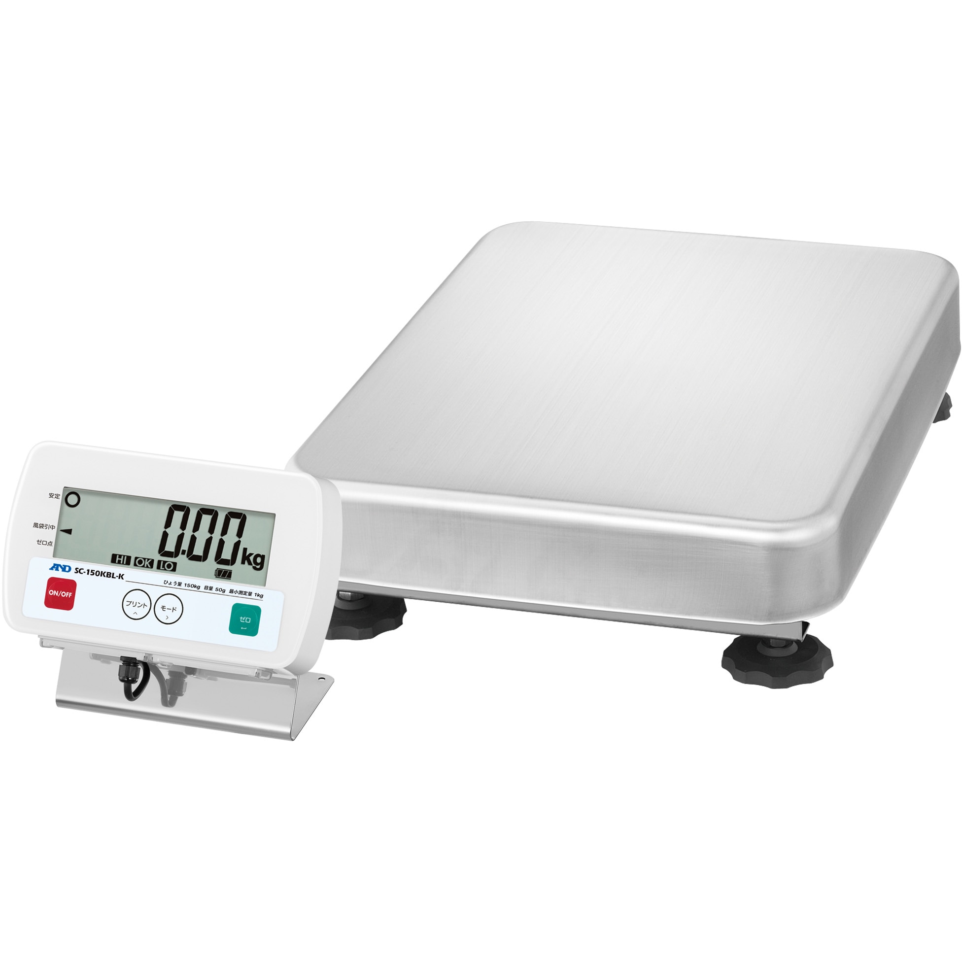 SC150KBL-K-02A00 (使用地域:2地域/一般校正書類付) 検定付きはかり フレーム SUS304 防塵・防水台はかり SC-Kシリーズ(ポールなし) A&D ひょう量150kg 60,390円
