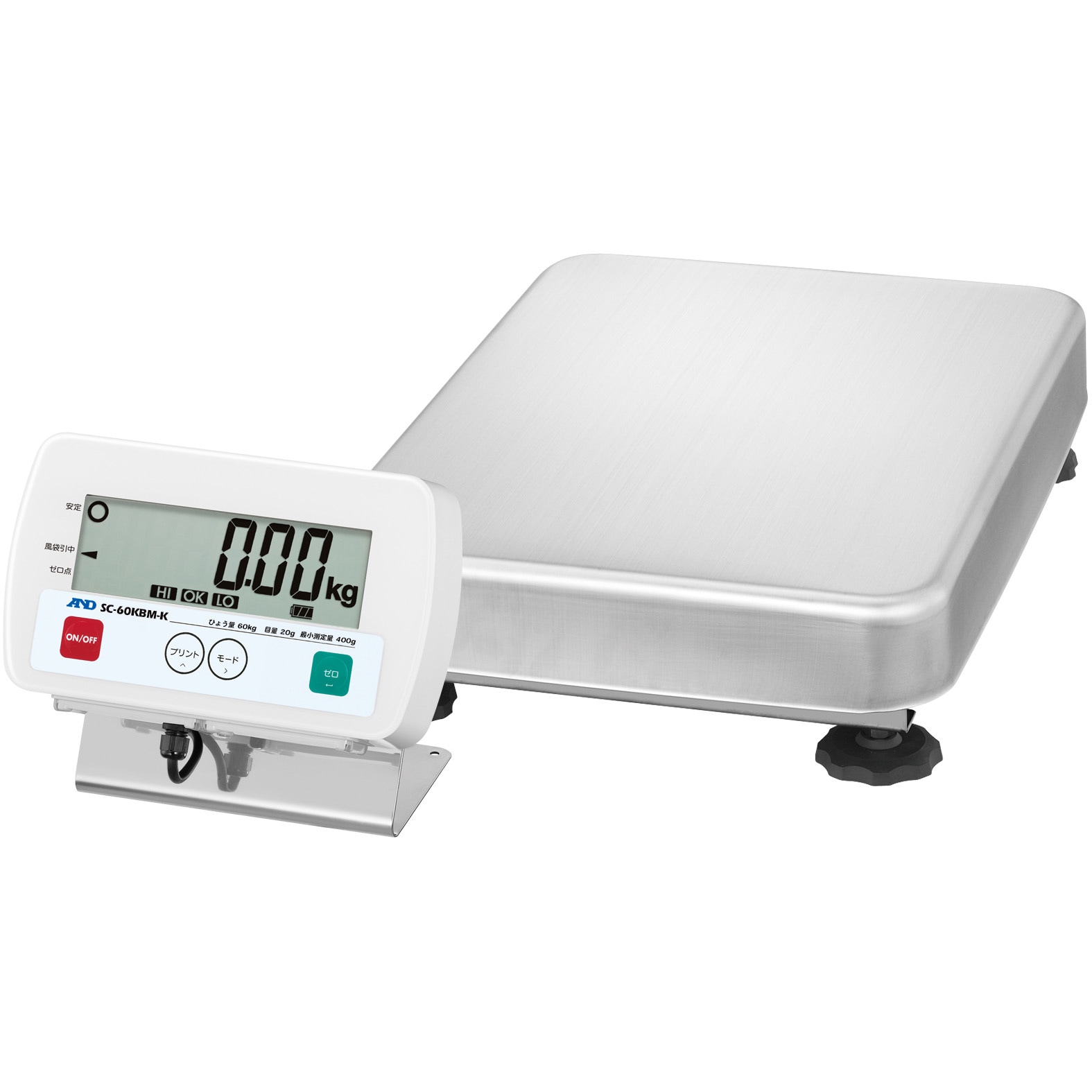SC60KBM-K-04A00 (使用地域:4地域/一般校正書類付) 検定付きはかり フレーム SUS304 防塵・防水台はかり SC-Kシリーズ(ポールなし) A&D ひょう量60kg