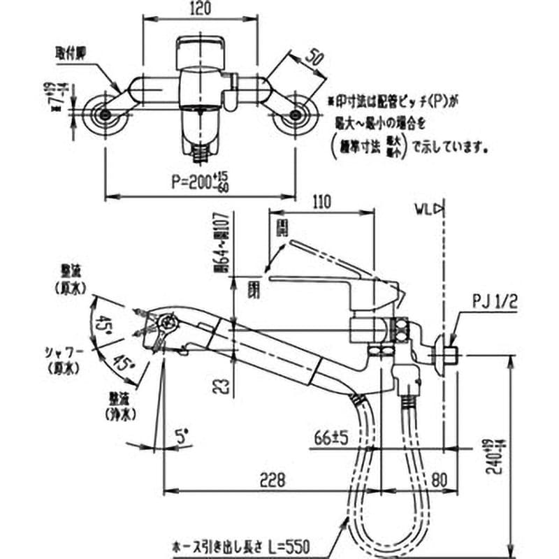 RJF-865Y キッチン用 浄水器内蔵シングルレバー混合水栓 壁付タイプ ハンドシャワー付 LIXIL(INAX) 一般 吐水口長さ自在228mm  RJF-865Y - 【通販モノタロウ】