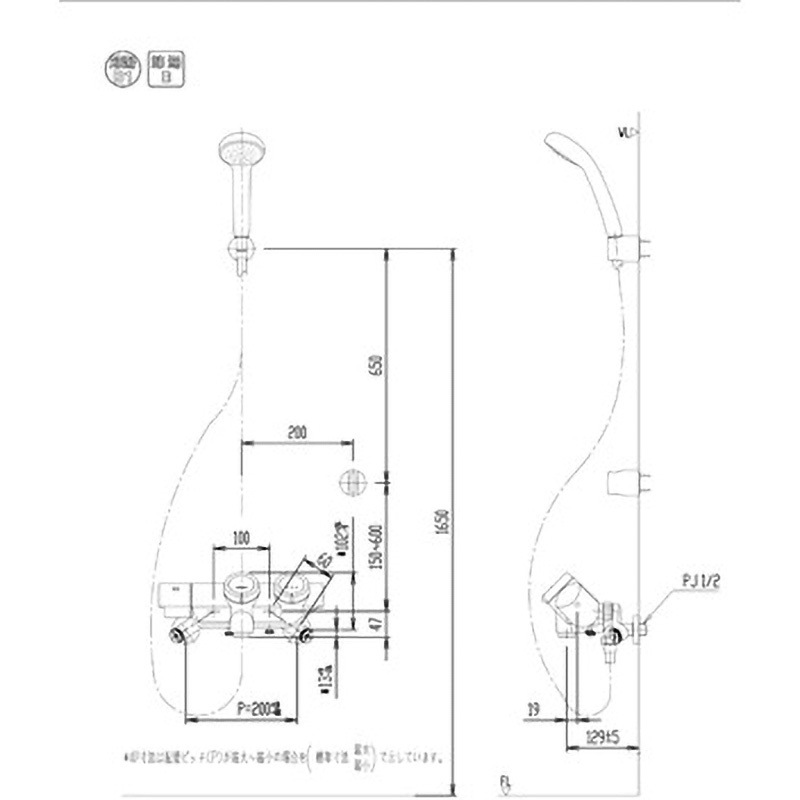 RBF-815N サーモスタット付シャワーバス水栓プッシュ操作タイプ エコ 