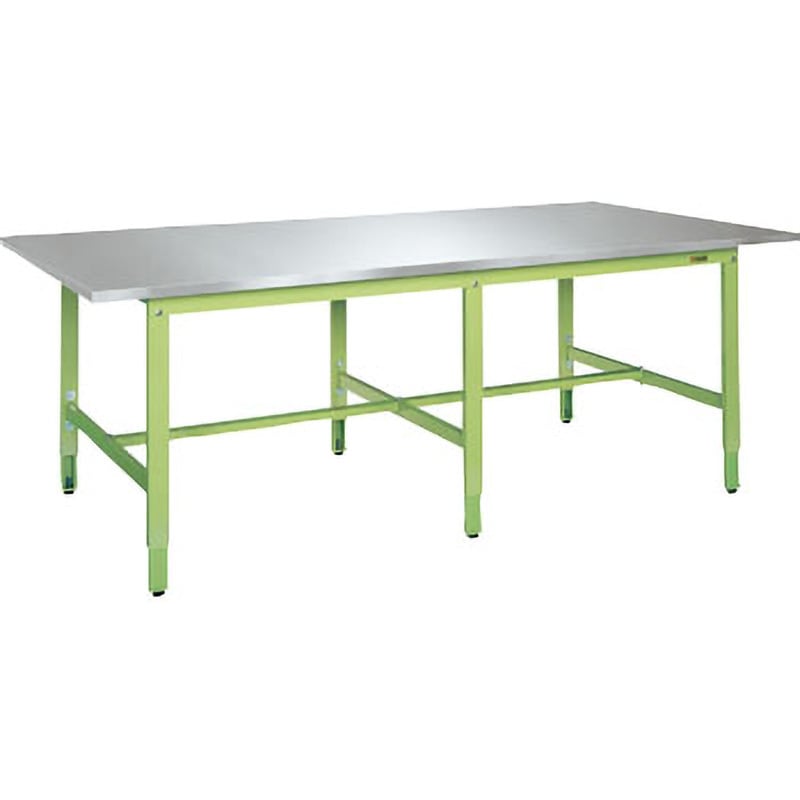 SUT4-2411HC 大型高さ調整作業台(ステンレスカブセ天板仕様) サカエ 荷重200kg 対応 間口2400mm奥行1100mm  SUT4-2411HC