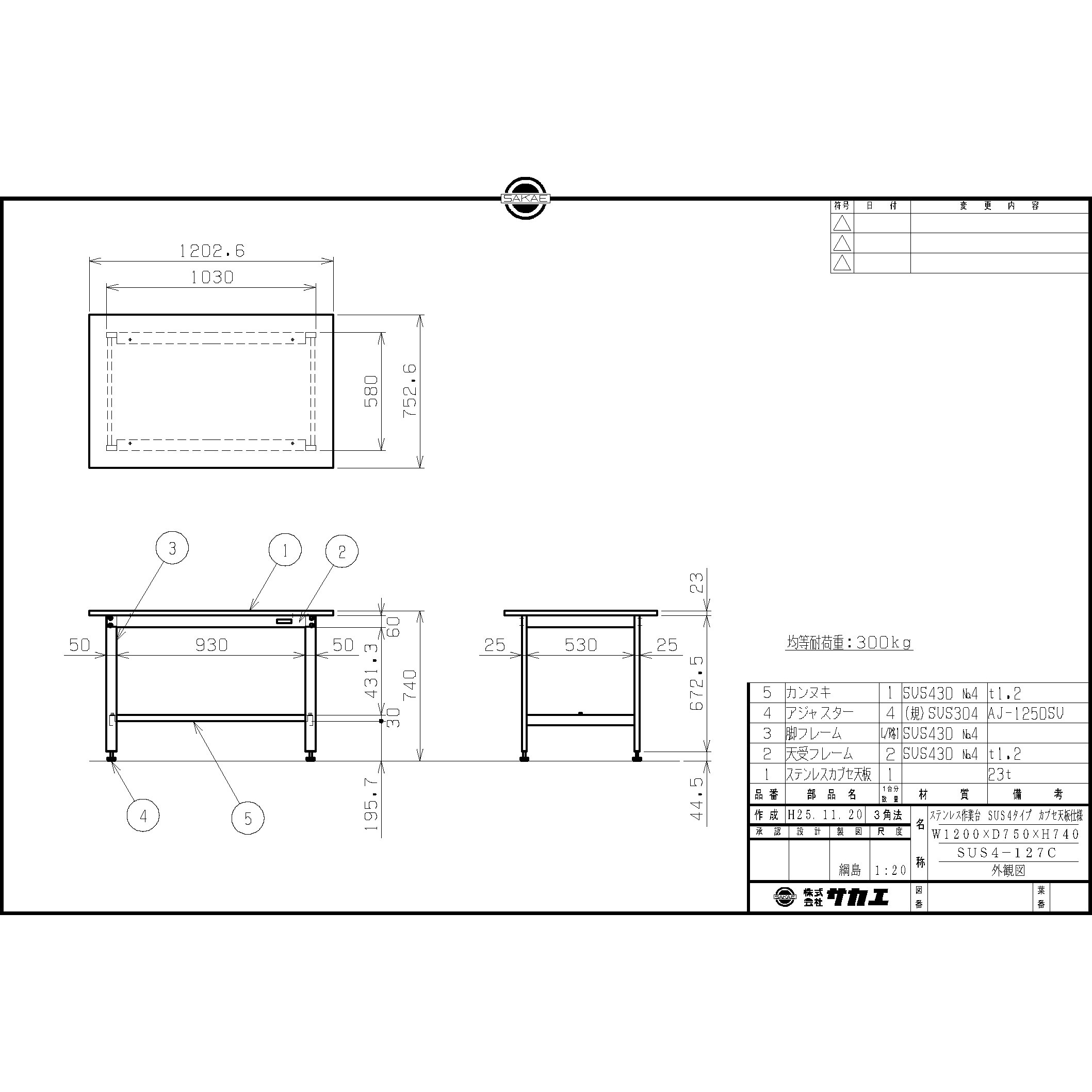 サカエ ステンレス作業台(ステンレスカブセ天板) SUS4-127HC サカエ SAKAE ステンレス作業台（ステンレスカブセ天板） SUS4-127HC