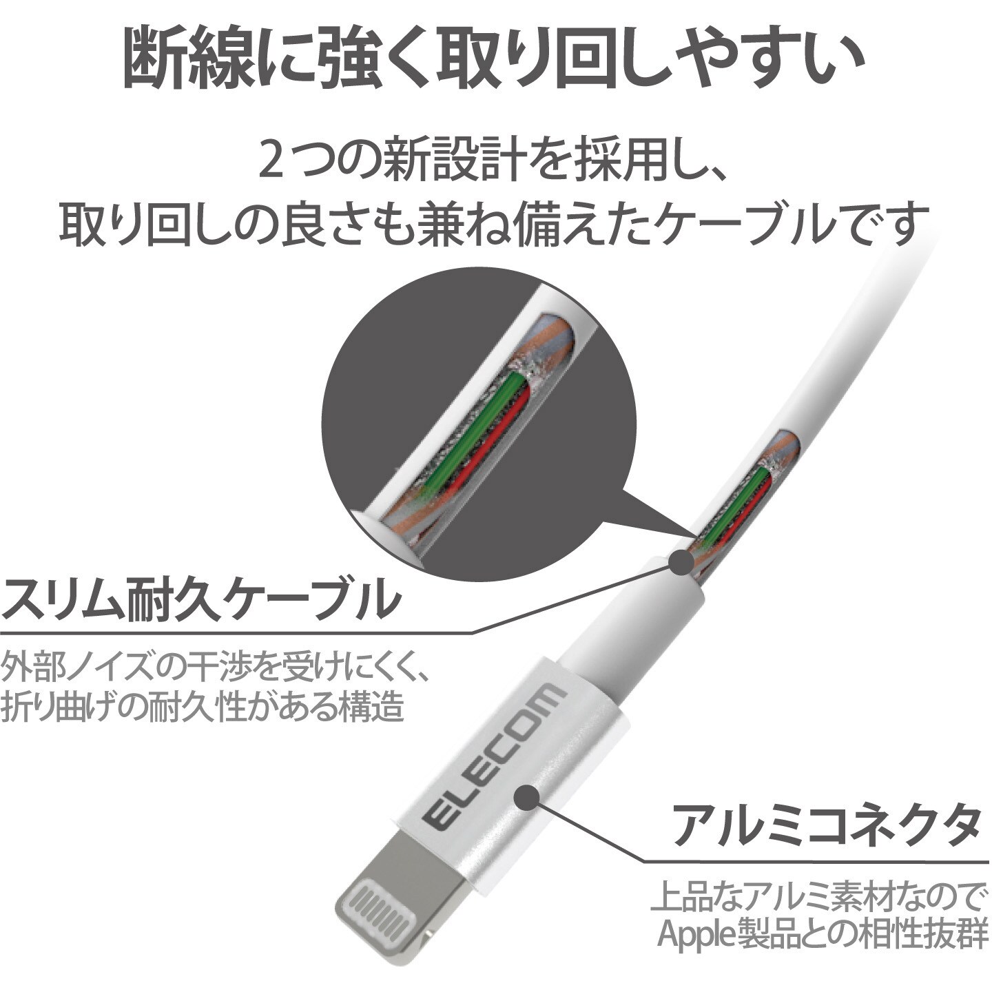 Mpa Ualps20sv Lightningケーブル 準高耐久 アルミコネクタ 2 0m エレコム 2m 充電 データ転送 シルバー Mpa Ualps20sv 通販モノタロウ 56803478