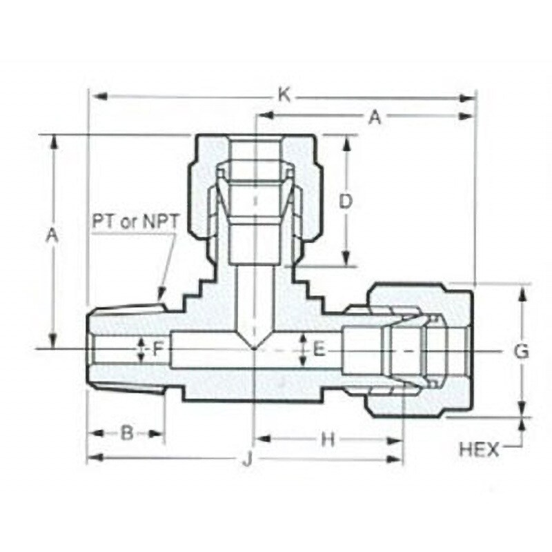 MRT-3-1 Wフェルールフィッティング MRT サービスチーズ(オス) フジトク 適合管外径3mm