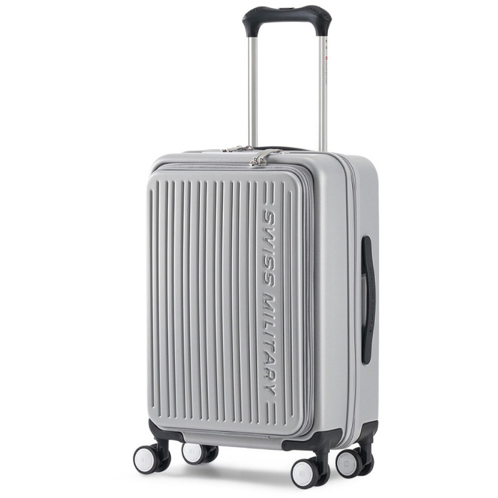 SM-A420P SILVER AVENTURA〔アベンチュラ〕スーツケース 55cm Sサイズ(機内持込可)/33L/フロントオープン/TSAロック/USB充電ポート/スーツケースカバー・ネームタグ付/シルバー 1個 SWISS MILITARY 【通販モノタロウ】