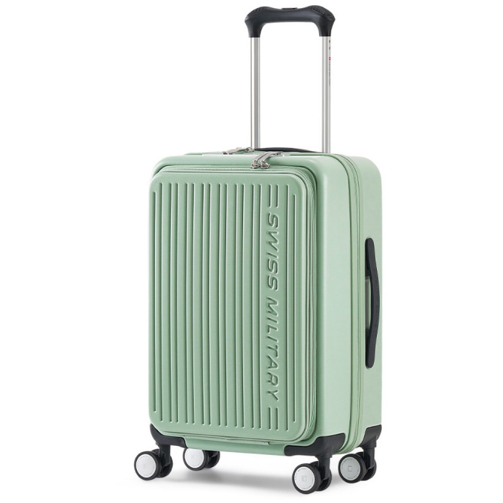 SM-A420P MINT AVENTURA〔アベンチュラ〕スーツケース 55cm Sサイズ(機内持込可)/33L/フロントオープン/TSAロック/USB充電ポート/スーツケースカバー・ネームタグ付/ペールミント 1個 SWISS MILITARY 【通販モノタロウ】