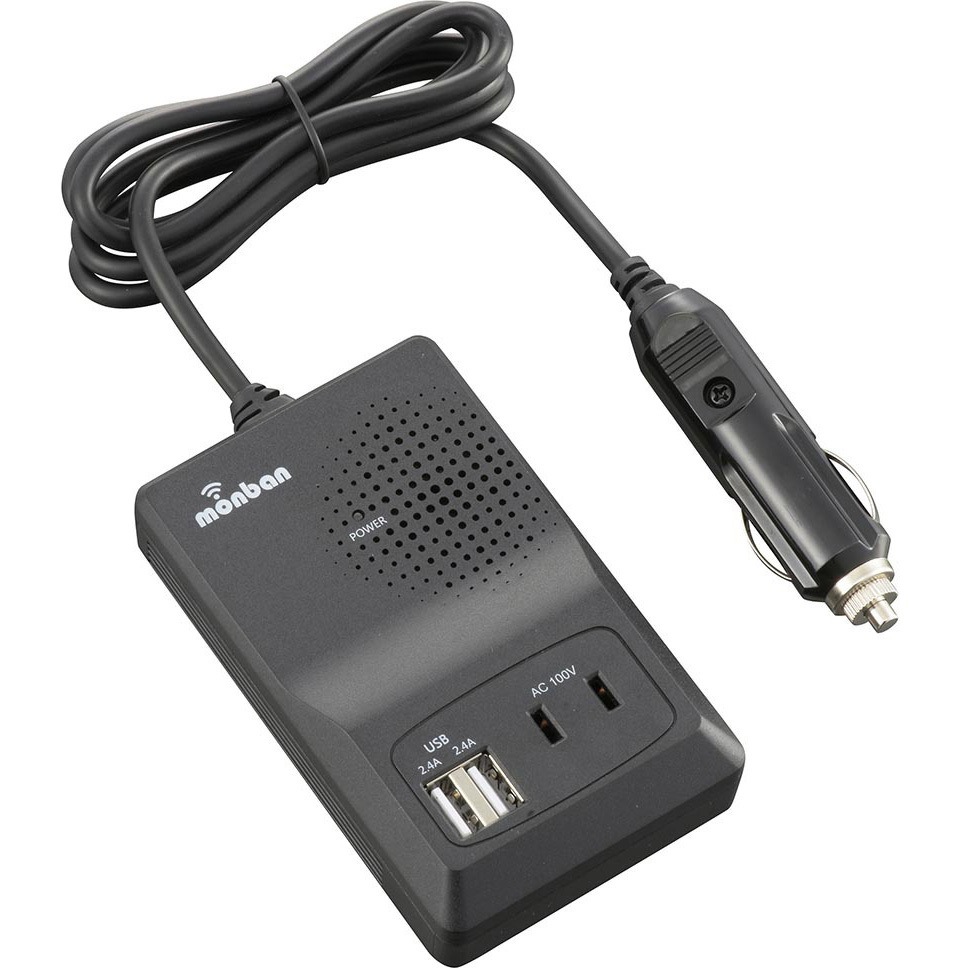 OSE-DA120U48-K 車載インバーター AC100V出力 USB2ポート付 12V車用 オーム電機 調整矩形波 定格出力120(USB出力含む)W