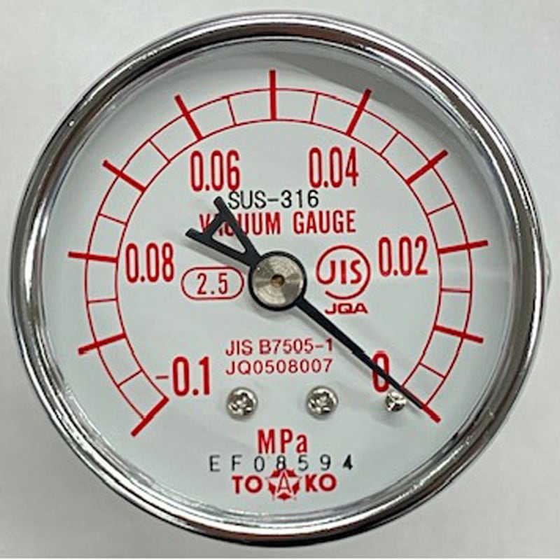 DU G1/4 Φ50×-0.1MPa 埋込形真空計(SUS316) TOKO(東洋計器興業) 使用