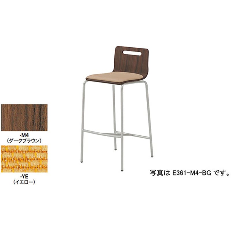 E361F-M4-YE カウンターチェアー ナイキ 高さ930mm幅430mm奥行510mm  E361F-M4-YE