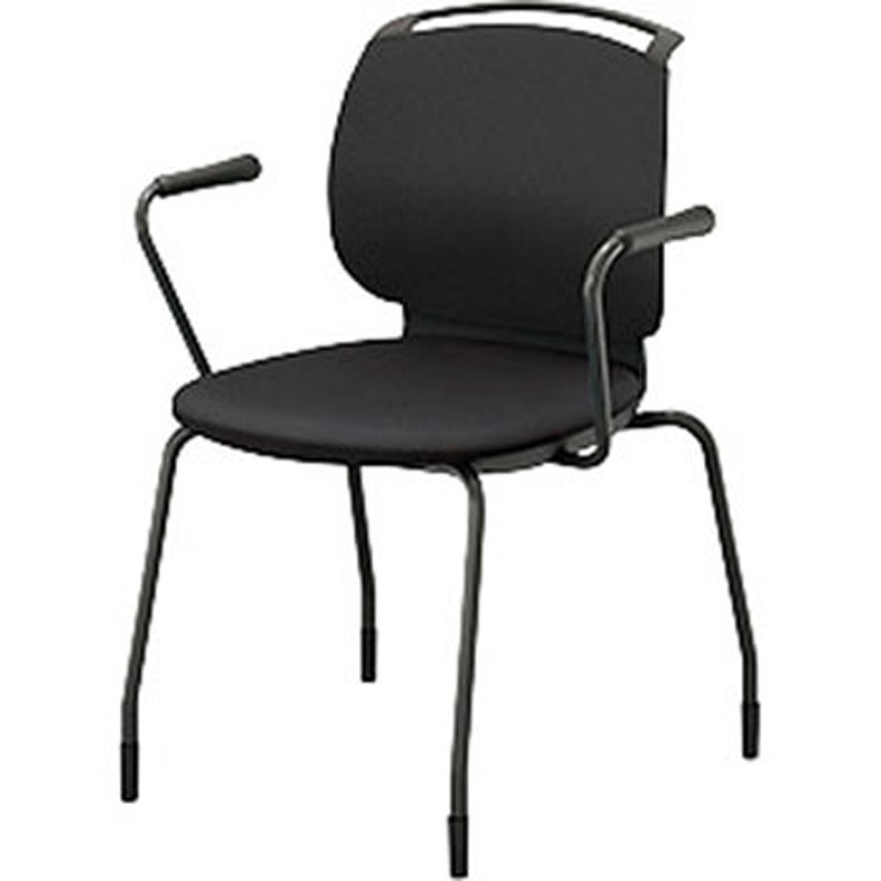 E483FK-B1-BKD ミーティングチェアー(肘付) E480型 ルント runto ナイキ ブラック色 スタッキング床積4脚 高さ795mm幅525mm奥行528mm  E483FK-B1-BKD