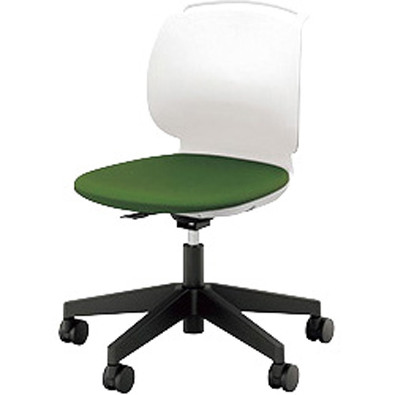 E484F-H3-FGR ミーティングチェアー(肘無) E480型 ルント runto ナイキ 布張り フォレストグリーン色 ブラック 高さ792～875mm幅634mm奥行577mm  E484F-H3-FGR