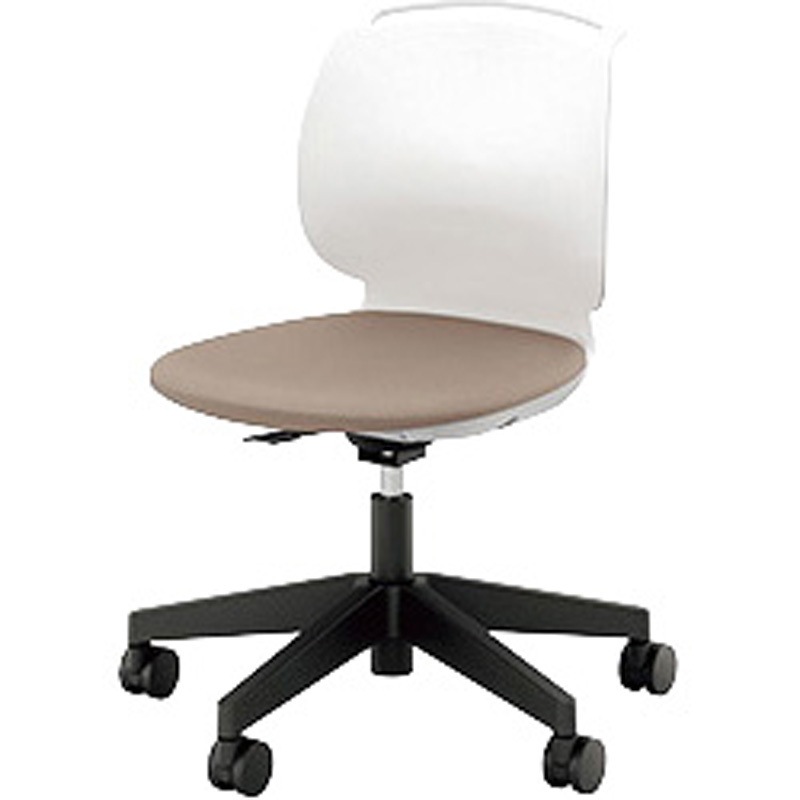 E484F-H3-BE ミーティングチェアー(肘無) E480型 ルント runto ナイキ 布張り ベージュ色 ブラック 高さ792～875mm幅634mm奥行577mm  E484F-H3-BE