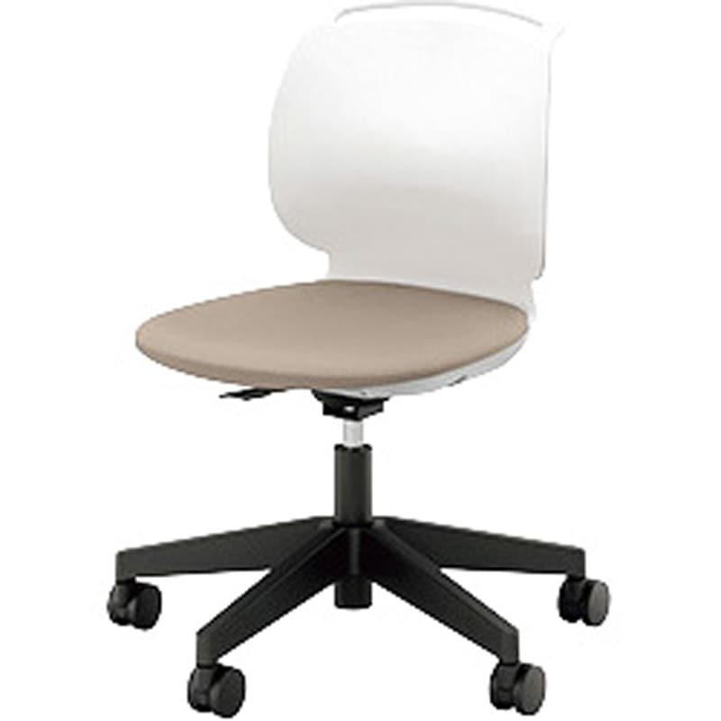 E484-H3-IV ミーティングチェアー(肘無) E480型 ルント runto ナイキ ビニールレザー アイボリー色 ブラック 高さ792～875mm幅634mm奥行577mm  E484-H3-IV 28,587円