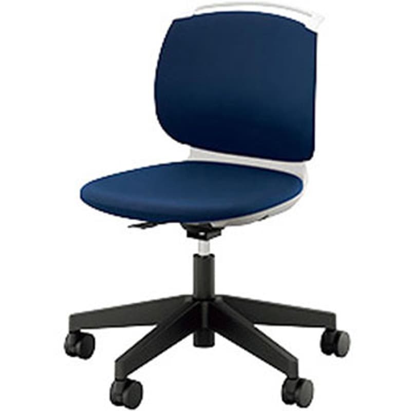 E484FK-H3-IBL ミーティングチェアー(肘無) E480型 ルント runto ナイキ 布張り インディゴブルー色 ブラック 高さ792～875mm幅634mm奥行577mm  E484FK-H3-IBL