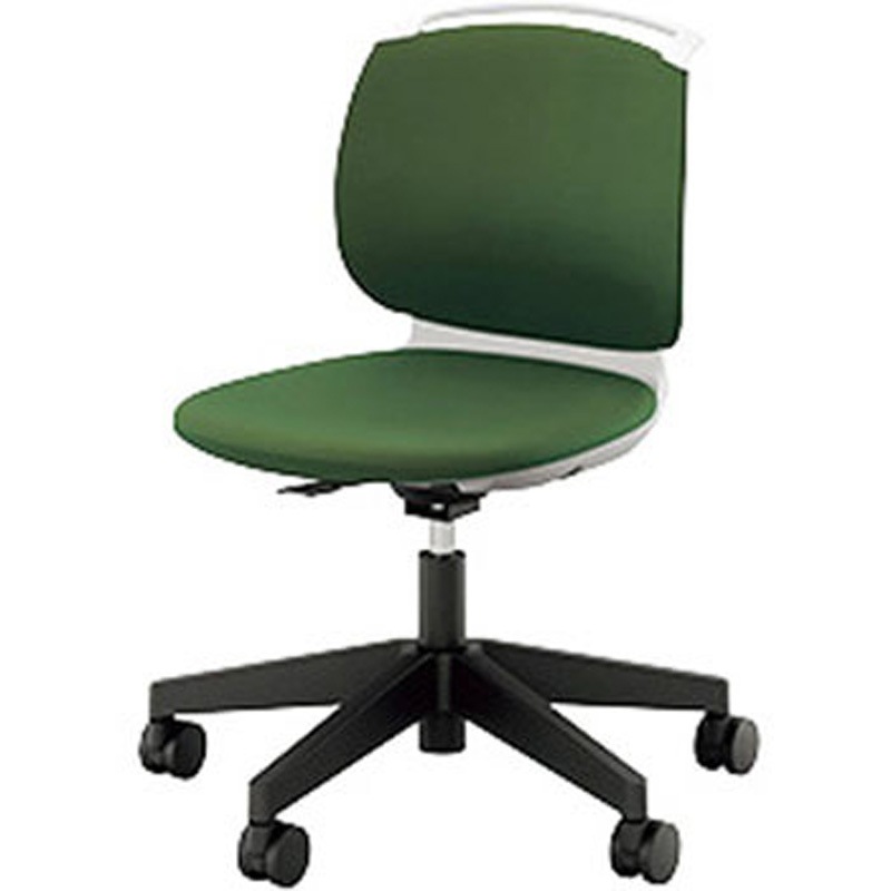 E484FK-H3-FGR ミーティングチェアー(肘無) E480型 ルント runto ナイキ 布張り フォレストグリーン色 ブラック 高さ792～875mm幅634mm奥行577mm  E484FK-H3-FGR
