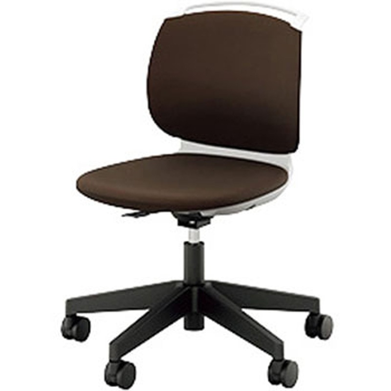 E484FK-H3-COF ミーティングチェアー(肘無) E480型 ルント runto ナイキ 布張り コーヒー色 ブラック 高さ792～875mm幅634mm奥行577mm  E484FK-H3-COF
