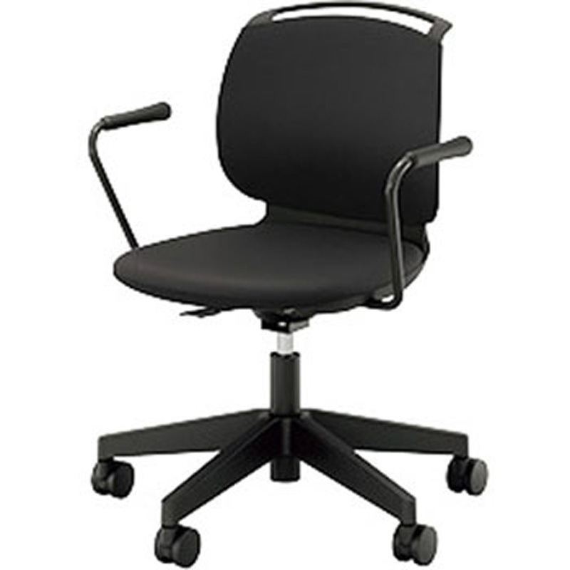 E485FK-B1-BKD ミーティングチェアー(肘付) E480型 ルント runto ナイキ 抗ウイルス布 ブラック色 高さ792～875mm幅634mm奥行577mm  E485FK-B1-BKD