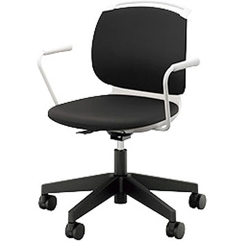 E485FK-H3-BKD ミーティングチェアー(肘付) E480型 ルント runto ナイキ 抗ウイルス布 ブラック色 高さ792～875mm幅634mm奥行577mm  E485FK-H3-BKD 42,887円