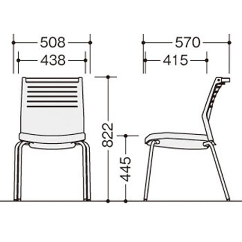E290F-B1-PAT ミーティングチェアー(肘無) E290型 オセディア ナイキ アッシュターコイズ色 ブラック スタッキング床積4脚 高さ822mm幅508mm奥行570mm