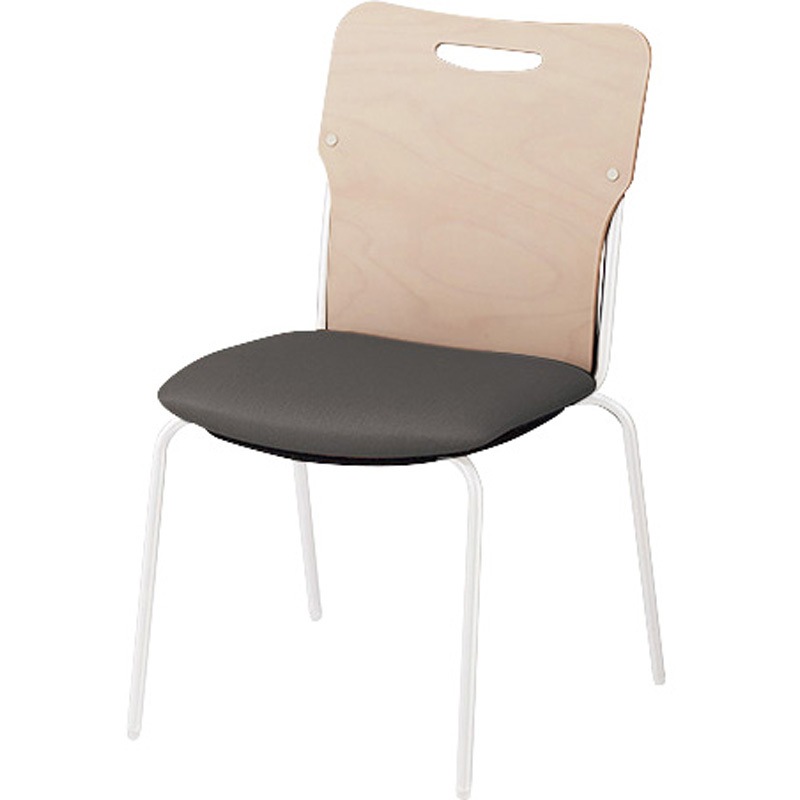 E351H-M5-CH ミーティングチェアー(肘無) ミーテ miite ナイキ スタッキング床積4脚 ビニールレザー ブラック色 ホワイト  E351H-M5-CH