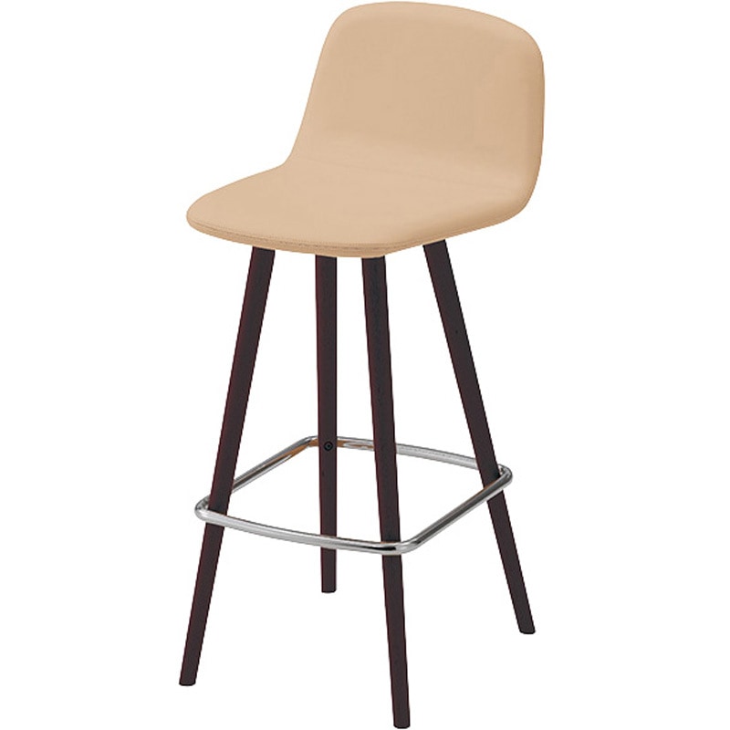E371F-W2-BGE カウンターチェアー(肘無) E370型 ナイキ 布張り ベージュ色 ダークウッド 高さ1000mm幅420mm奥行535mm  E371F-W2-BGE