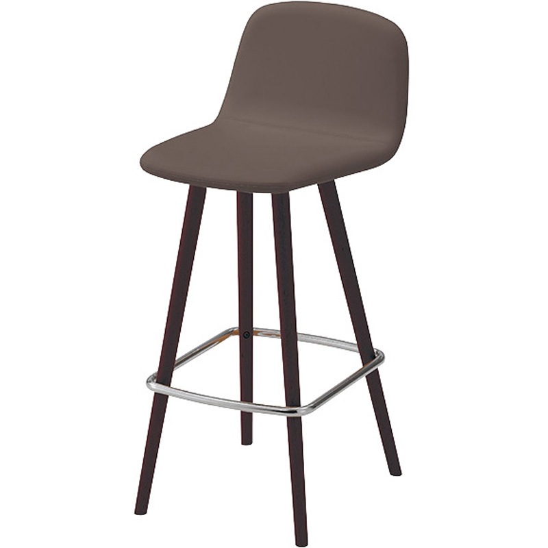 E371-W2-CGL カウンターチェアー(肘無) E370型 ナイキ ビニールレザー チャコールグレー色 ダークウッド 高さ1000mm幅420mm奥行535mm  E371-W2-CGL