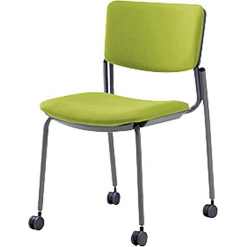 E217BC-GGR ミーティングチェアー(肘無) E217型 ナイキ スタッキング床積6脚 ビニールレザー グラスグリーン色 グレー 高さ765mm幅495mm奥行550mm 13,125円