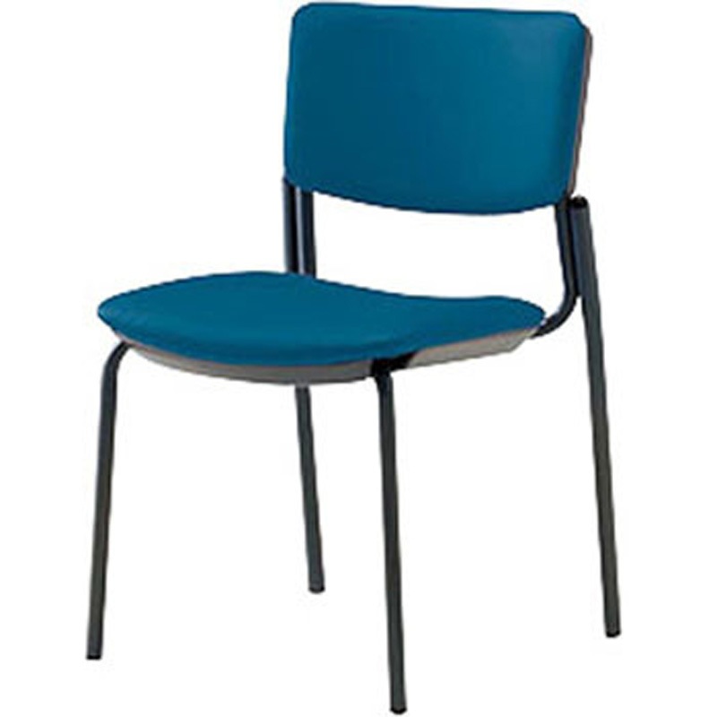 E217B-CBL ミーティングチェアー(肘無) E217型 ナイキ スタッキング床積6脚 ビニールレザー コバルトブルー色 グレー 高さ765mm幅485mm奥行550mm