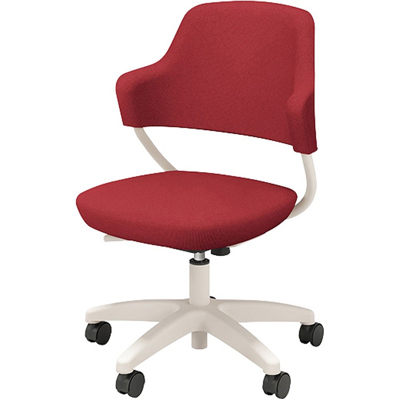 HPE511F-W-PRE ラウンジワークチェアー ナイキ 5本脚キャスター付 張地:布 肘掛有 パーシアンレッド色 ホワイト  HPE511F-W-PRE