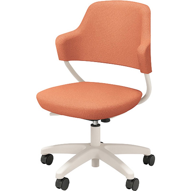 HPE511F-W-PTE ラウンジワークチェアー ナイキ 5本脚キャスター付 張地:布 肘掛有 ペールテラコッタ色 ホワイト  HPE511F-W-PTE