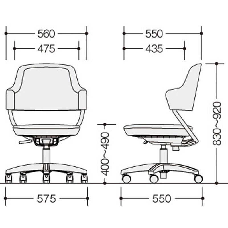 HPE511F-J-POB ミーティングチェアー(肘無) E290型 オセディア ナイキ 5本脚キャスター付 張地:布 肘掛有 オーシャンブルー色 ベージュ  HPE511F-J-POB