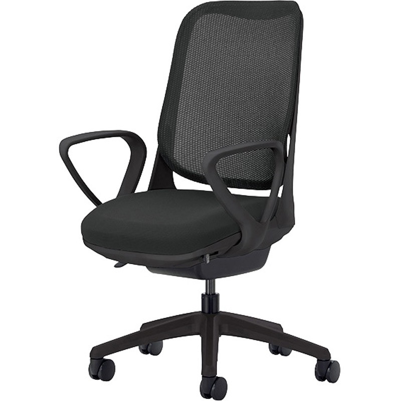 798-47 ワークチェアー(肘付) ライド RIDE ナイキ 肘掛有 ブラック色 高さ935～1025mm幅640mm奥行595mm  798-47