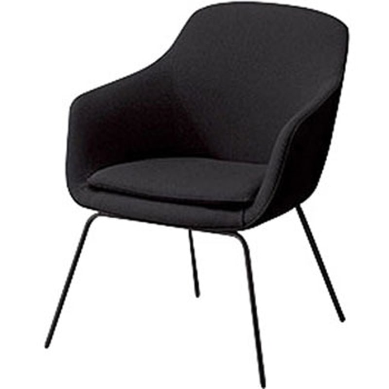 E380F-BK ミーティングチェアー(肘付) E380型 ナイキ 布張り ブラック色 高さ760mm幅575mm奥行540mm