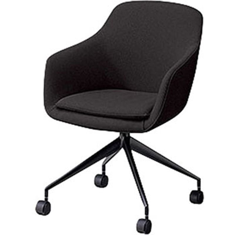 E381FC-BK ミーティングチェアー(肘付) E380型 ナイキ 布張り ブラック色 高さ800mm幅575mm奥行540mm  E381FC-BK